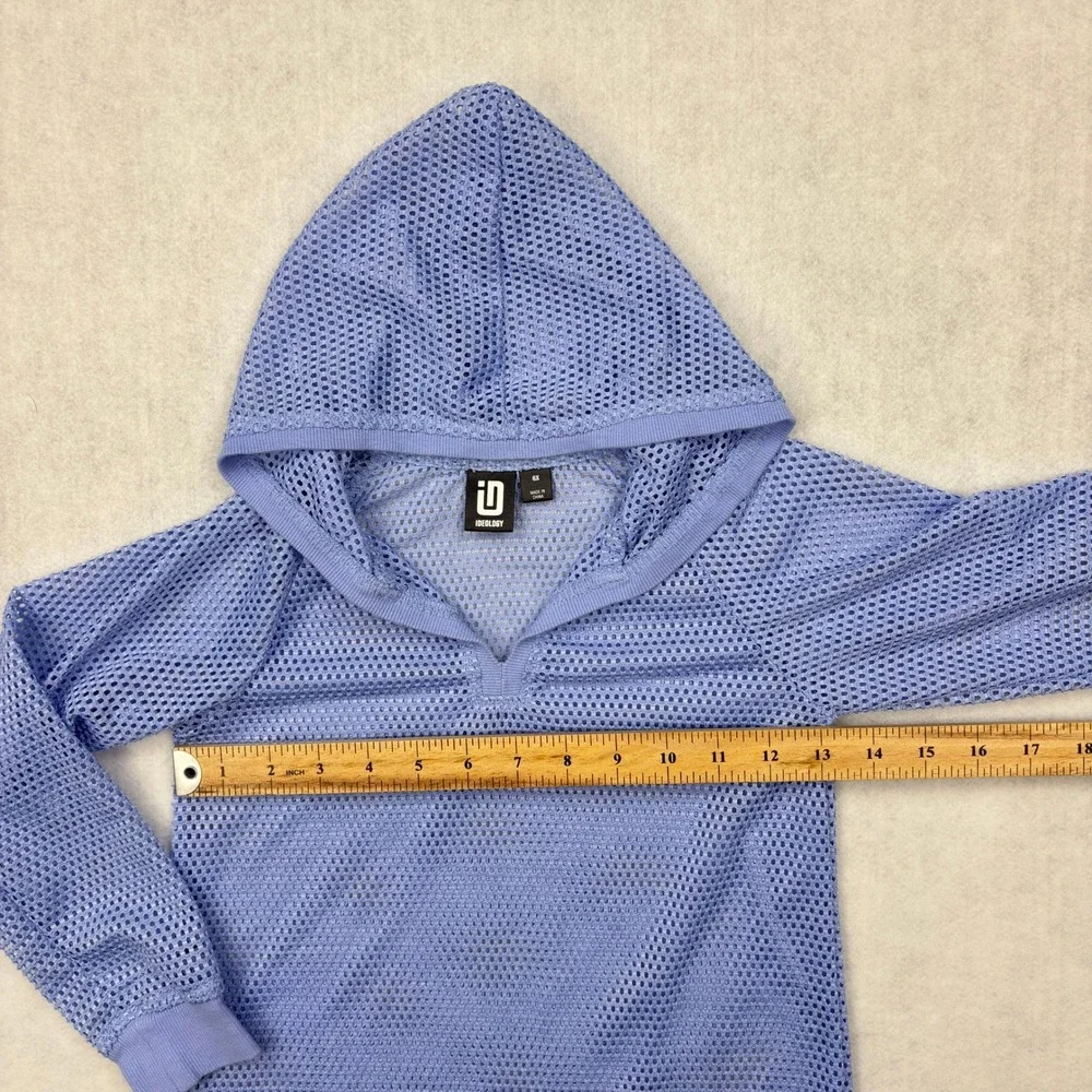 Ideology Girls Periwinkle Blue Mesh Long Sleeve Pullover Hoodie Size 6X Active